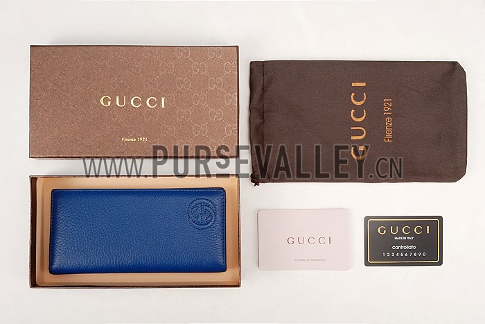 Gucci Long Wallet Blue Leather
