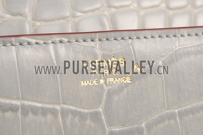Hermes Medor Crocodile Leather Grey Clutch 18926679