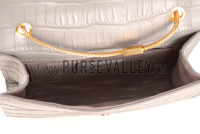 Saint Laurent Medium Tassel Crocodile Leather Clutch Bag Grey