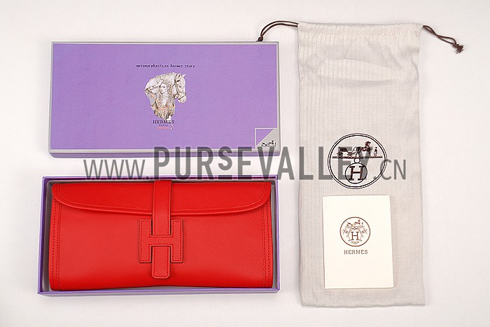 Hermes Jige Elan 29 Red Clutch 608014