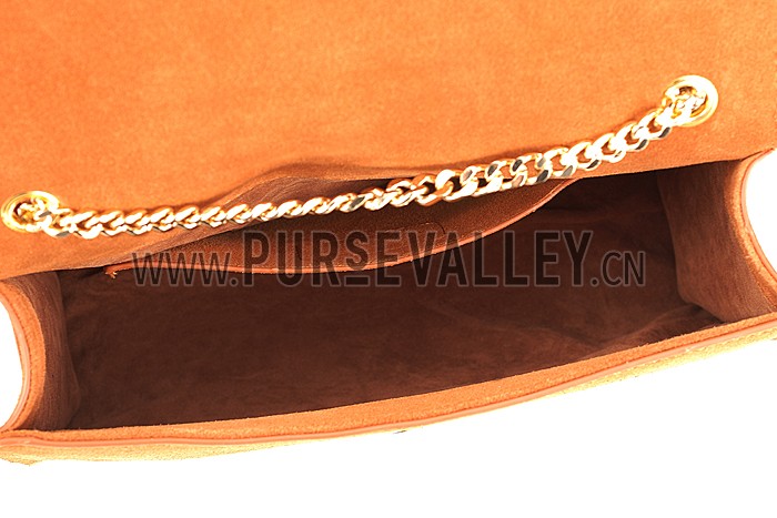 Saint Laurent Medium Fringed Suede Leather Satchel Tan