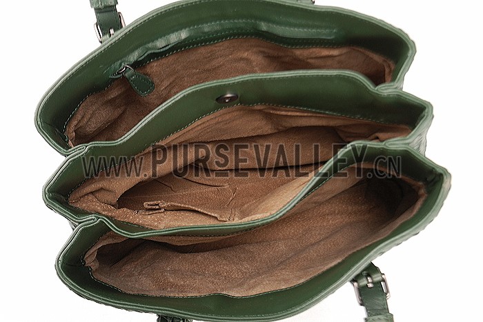 Bottega Veneta Intrecciato Nappa Top Large Handle Green Bag