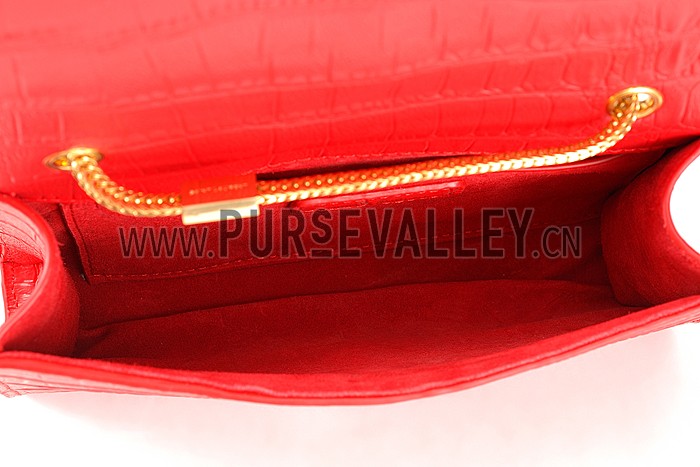 Saint Laurent Medium Tassel Crocodile Leather Clutch Bag Red