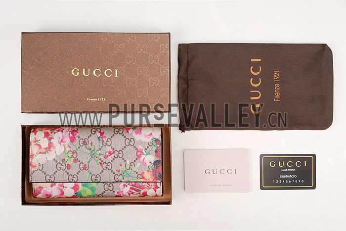 Gucci Pink Blooms Supreme Canvas Wallet