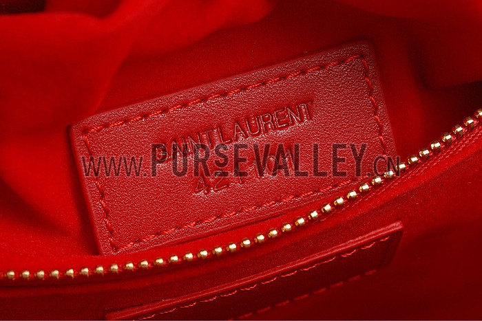 Saint Laurent Monogram Cabas Red Matelasse Leather Bag