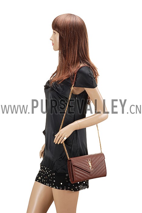 Saint Laurent Classic Monogramme Chain Wallet Brown