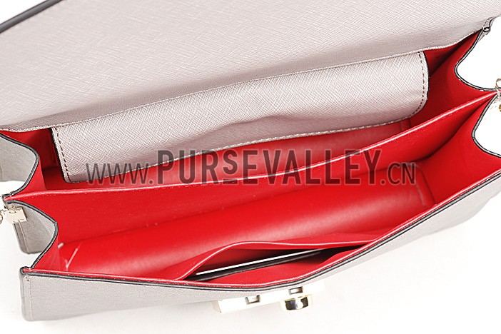 Prada Saffiano Leather Lux Small Grey Bag