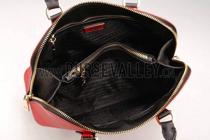 Prada Promenade Black And Red Crocodile Bag