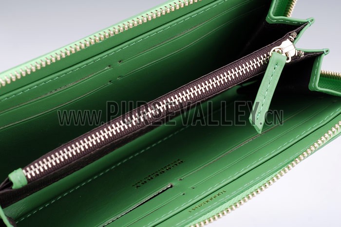 Burberry Nova Check Zip Around Wallet Green Trim