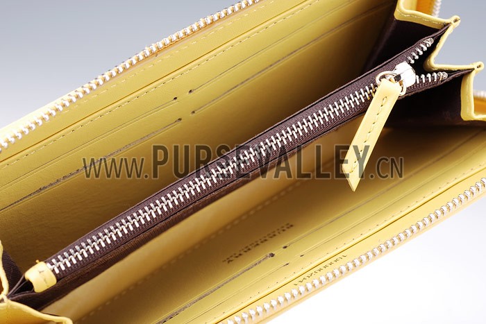 Burberry Nova Check Zip Around Wallet Yellow Trim