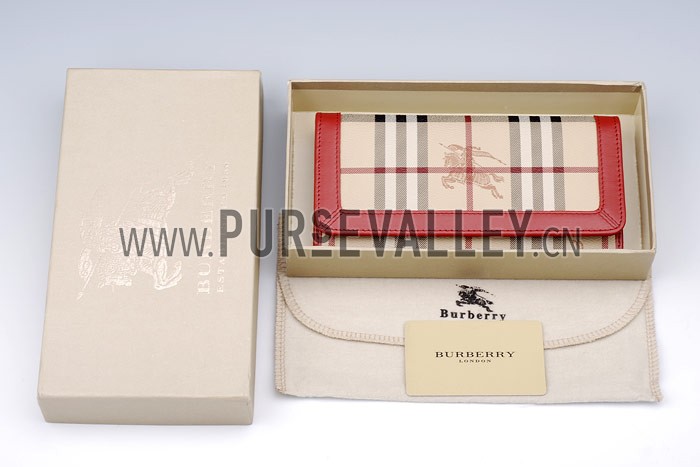 Burberry Haymarket Check Large Wallet Red