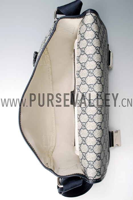 Gucci Monogram Canvas Messenger Bag Navy