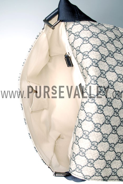 Gucci Monogram Canvas Messenger Flap Bag Navy