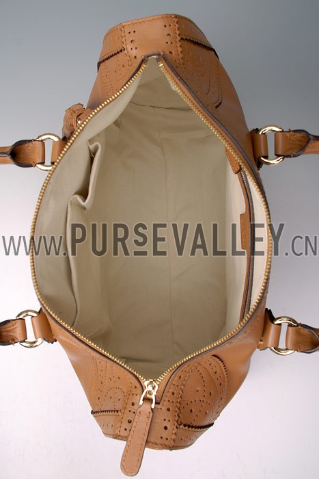 Gucci Duilio Brogue Tan Leather Tote