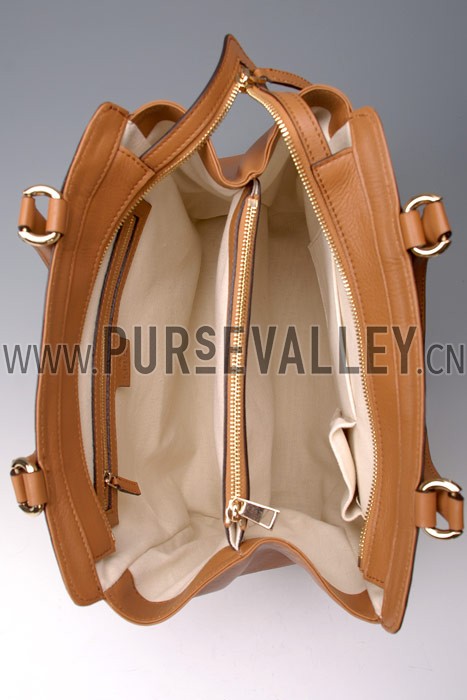 Gucci Duilio Brogue Tan Leather Top Handle Bag