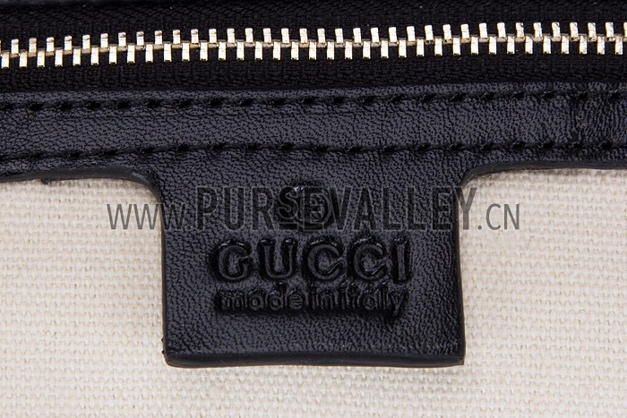 Gucci Rania Web Black Leather Top Handle Tote