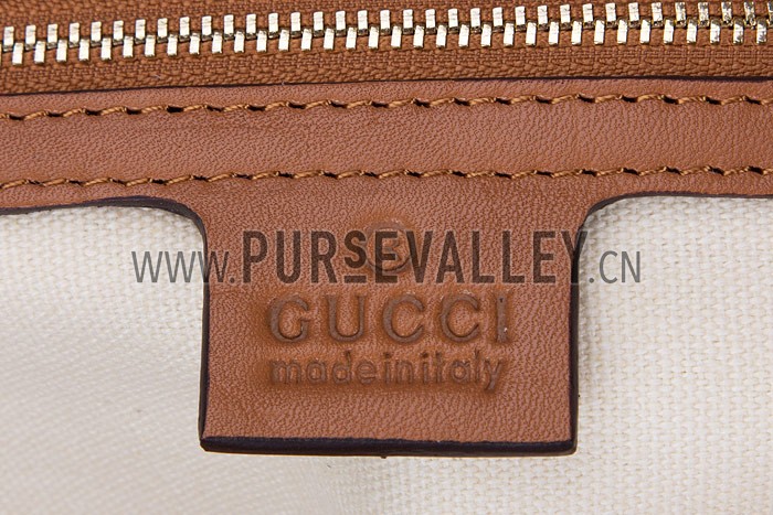 Gucci Rania Web GG Canvas with Tan Leather Trim Top Handle Tote