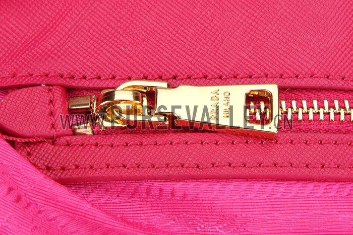 Prada Medium Saffiano Lux Top Handle Fuchsia