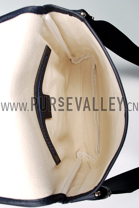 Gucci Small Messenger Flap Bag with GG Canvas Blue Leather Trim