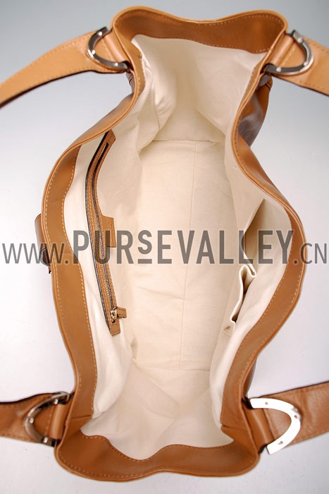 Gucci Soft Stirrup Tan Leather Large Shoulder Bag