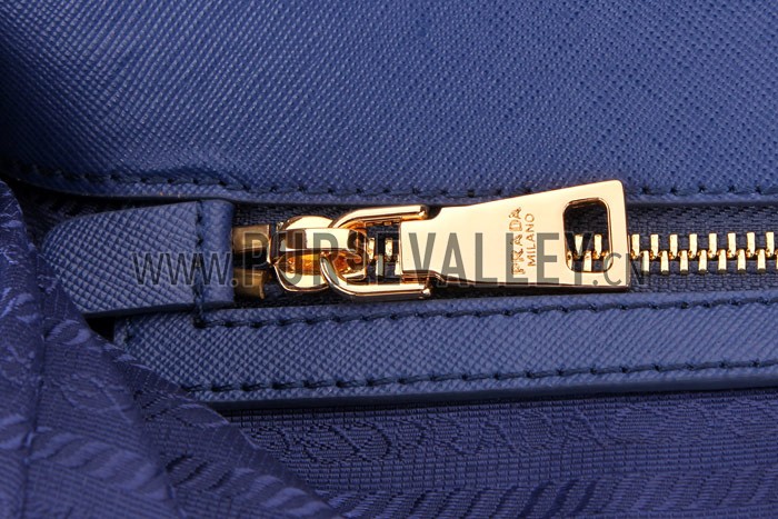 Prada Medium Saffiano Lux Top Handle Dark Blue