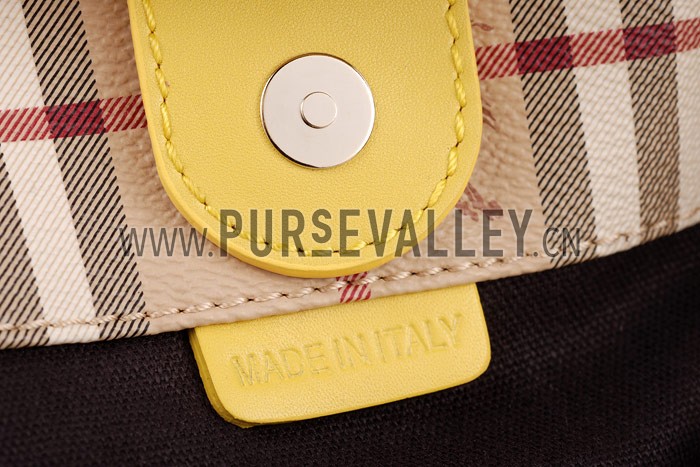 Burberry Haymarket Small Tote Yellow Trim