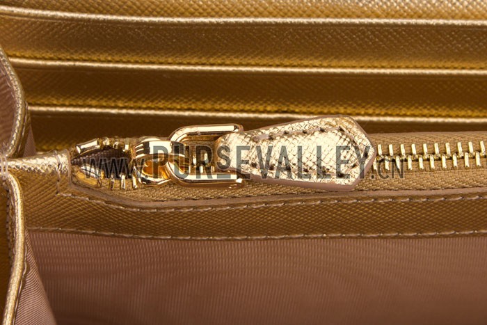Prada Continental Wallet Gold