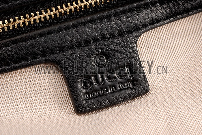 Gucci Medium Soho Black Leather Shoulder Bag with Chain Straps