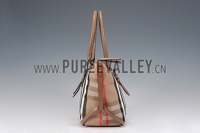 Burberry Medium Bridle House Check Tote Bag Brown 607782