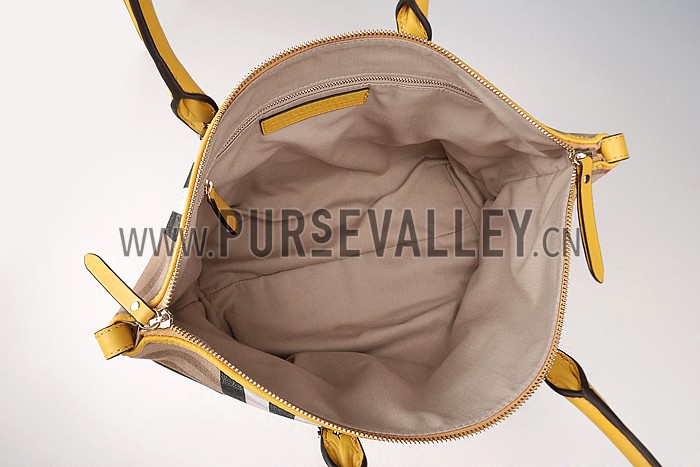 Burberry Medium Bridle House Check Tote Bag Yellow 607784