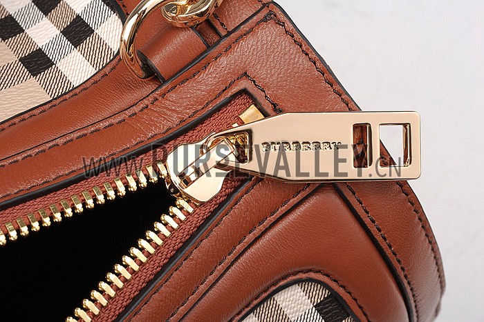 Burberry Check Haymarket Bowler Bag Brown 607785