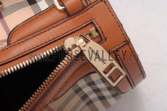 Burberry Check Haymarket Bowler Bag Tan 607787