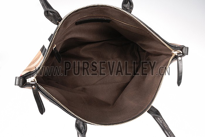 Burberry Medium Bridle House Check Tote Bag Black 607791