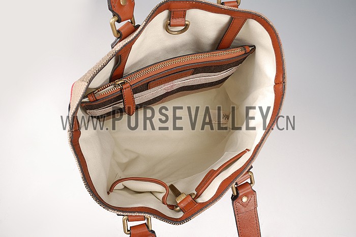 Burberry Medium Canvas Check Tote Bag Brown 607801