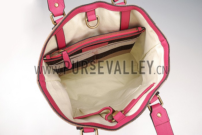 Burberry Medium Canvas Check Tote Bag Pink 607804