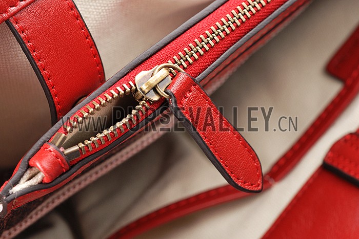 Burberry Large Canvas Check Tote Bag Red 607812