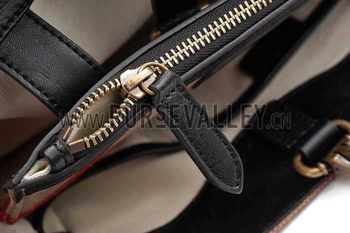 Burberry Large Canvas Check Tote Bag Black 607813