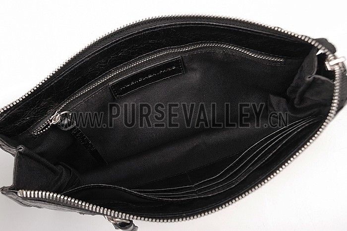 Balenciaga Clutch Black With Silver Hardware 607832