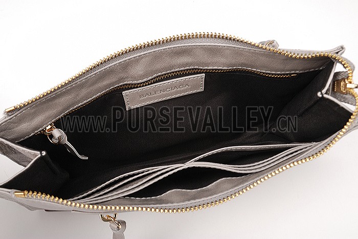 Balenciaga Clutch Argent Silver With Gold Hardware 607833