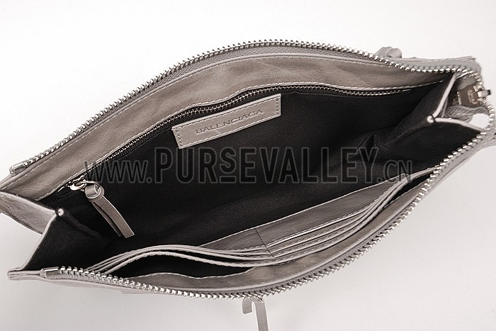 Balenciaga Clutch Argent Silver With Silver Hardware 607834