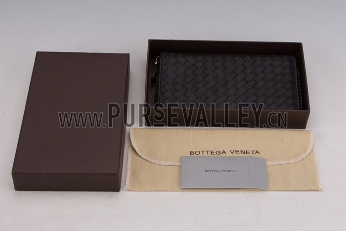 Bottega Veneta Intrecciato Nappa Zip Around Wallet Black