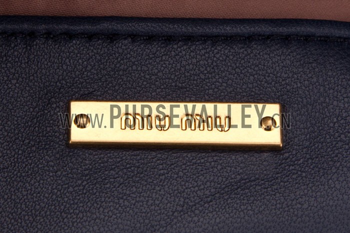 Miu Miu Nappa Leather Three-Pocket Bag Dark Blue