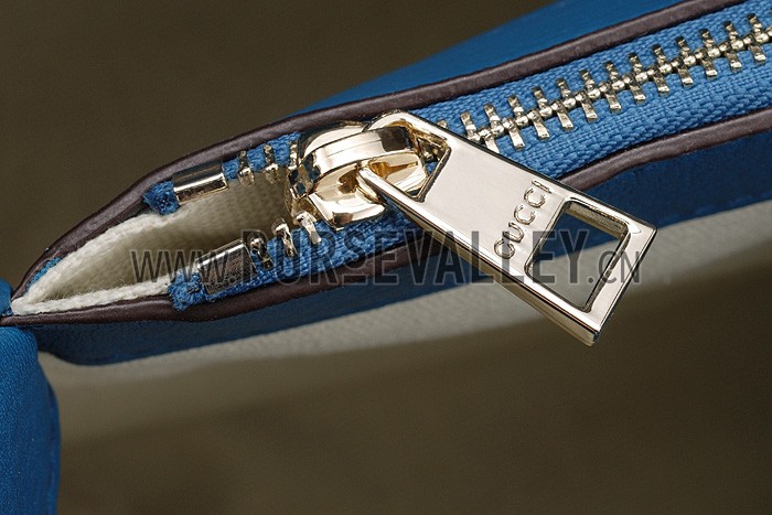 Gucci Bamboo Shopper Leather Small Tote Blue 607315