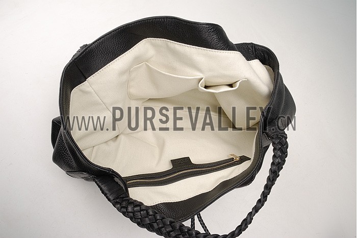 Gucci Hip Bamboo Leather Tote Black 607331