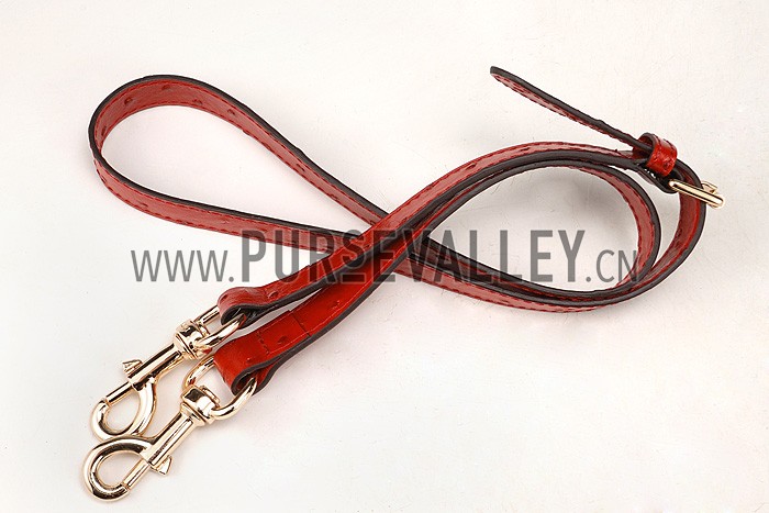 Gucci Red Ostrich Leather Work Bag 607335