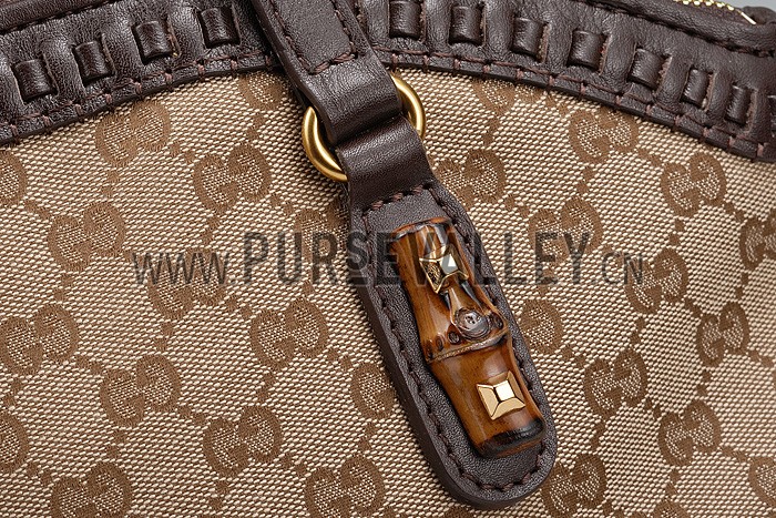 Gucci Laidback Crafty GG Canvas Top Handle Bag Brown 607347