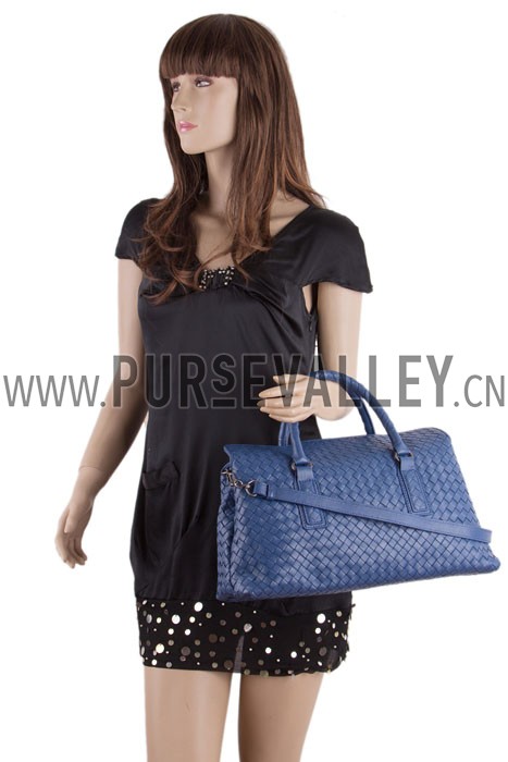 Bottega Veneta Intrecciato Duffel Bag Dark Blue