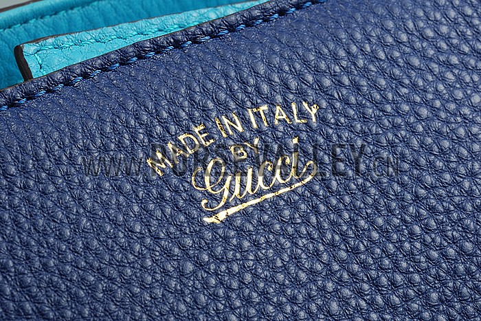 Gucci Swing Leather Tote Dark Blue Medium 607683