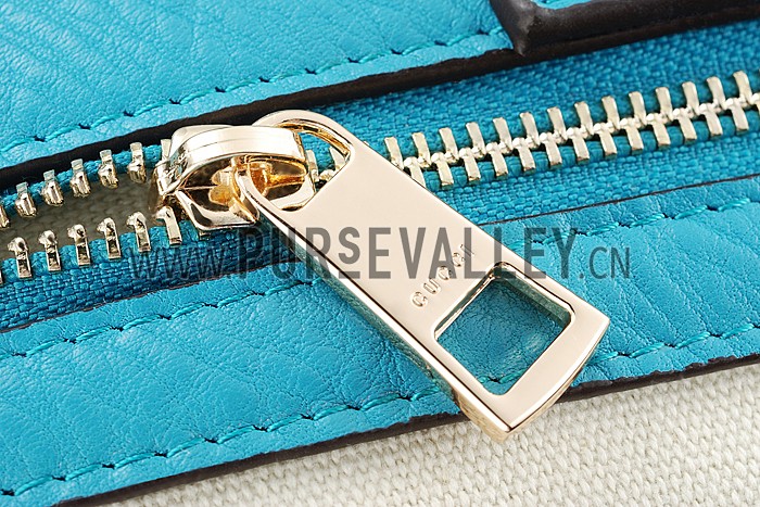 Gucci Swing Leather Tote Light Blue Medium 607684