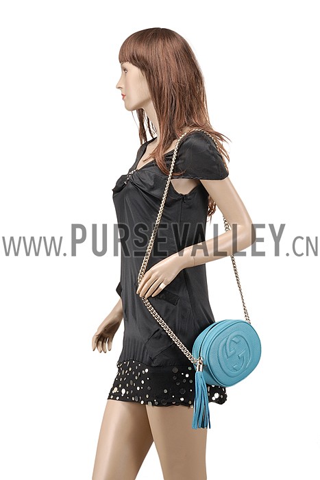 Gucci Soho Leather Mini Chain Bag Teal 607945